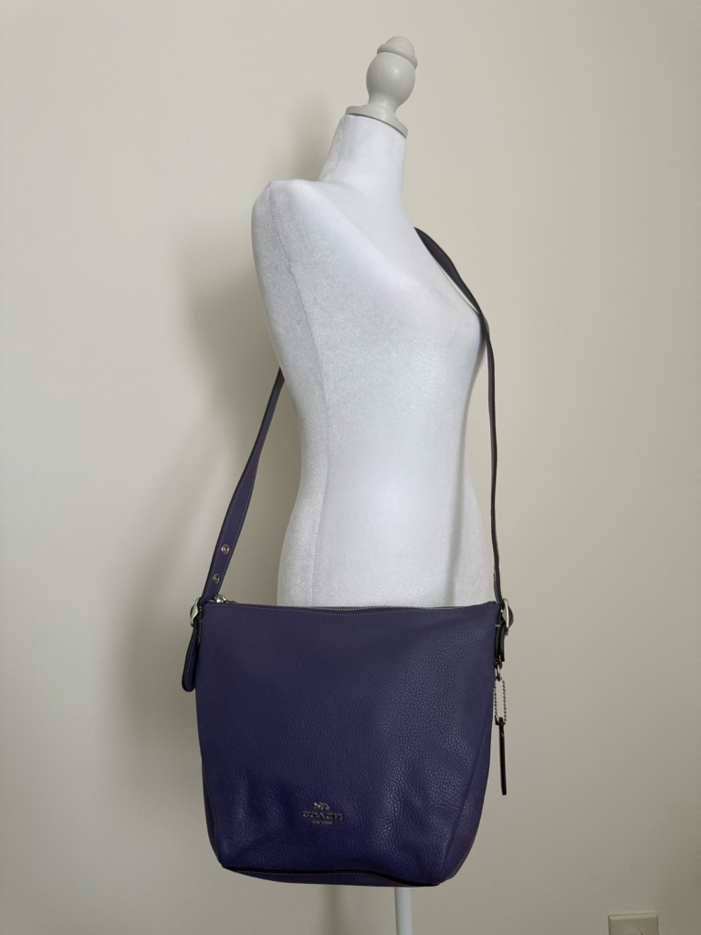 Coach Purple Pebbled Leather Crossbody Bag with purple coach wallet - Picture 2 of 12